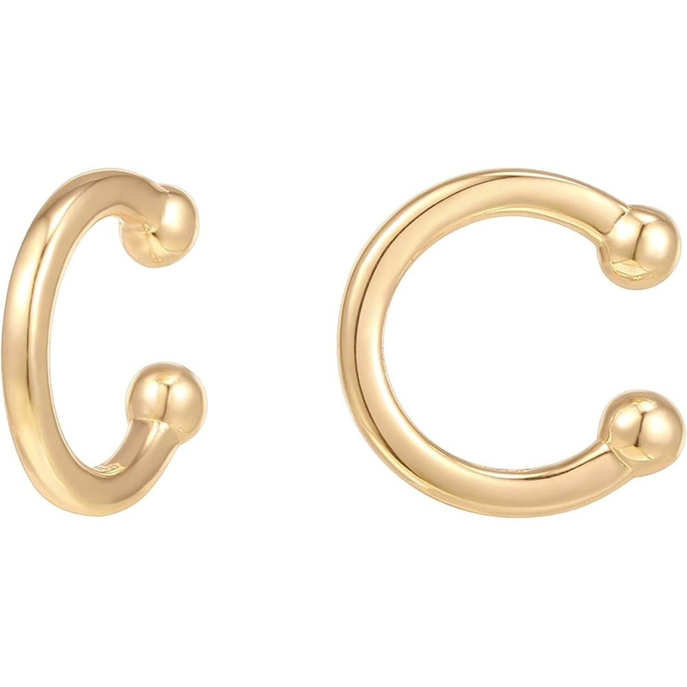 image:imagePAVOI 14K Gold Plated 925 Sterling Silver Round Huggie Ear Cuff Earrings for Women Clip On Cartilage Cuff EarringsYellow Gold