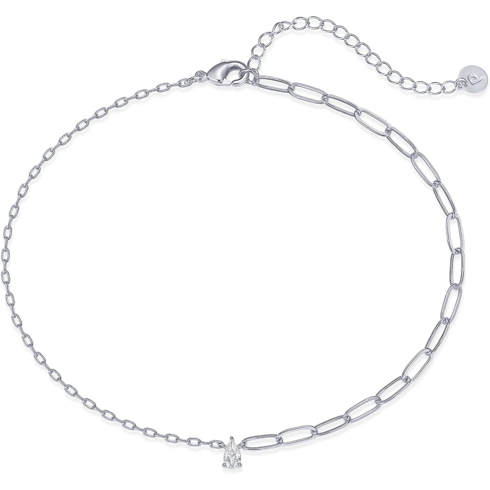 image:imagePAVOI 14K Gold Plated Anklet for Women  Trendy Link Chain Ankle Bracelet Summer Jewelry  Boho Dainty Anklets with Cubic Zirconia Beaded Evil Eye Star Station Pearls Adjustable Gold JewelrySolitaire