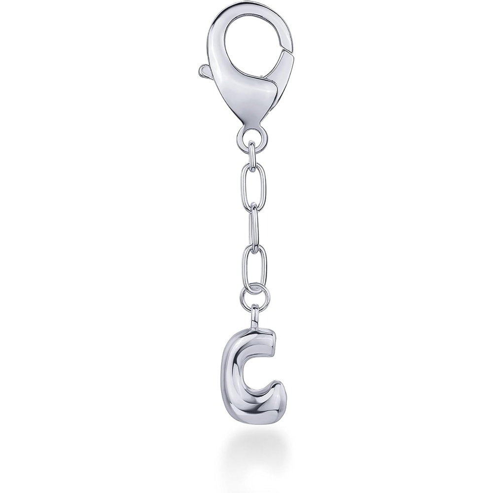 image:imagePAVOI 14K Gold Plated Bubble Letter Bag Charm for Handbags Gold Initial Letter Keychain for Women Chunky Purse Charm GiftC