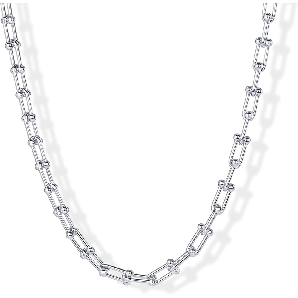 image:imagePAVOI 14K Gold Plated Chunky Chain Choker Necklaces for Women Gold Statement Graduated Link Chain Necklace Bold Oval Link Barbell Links Paperclip ChainsUShaped