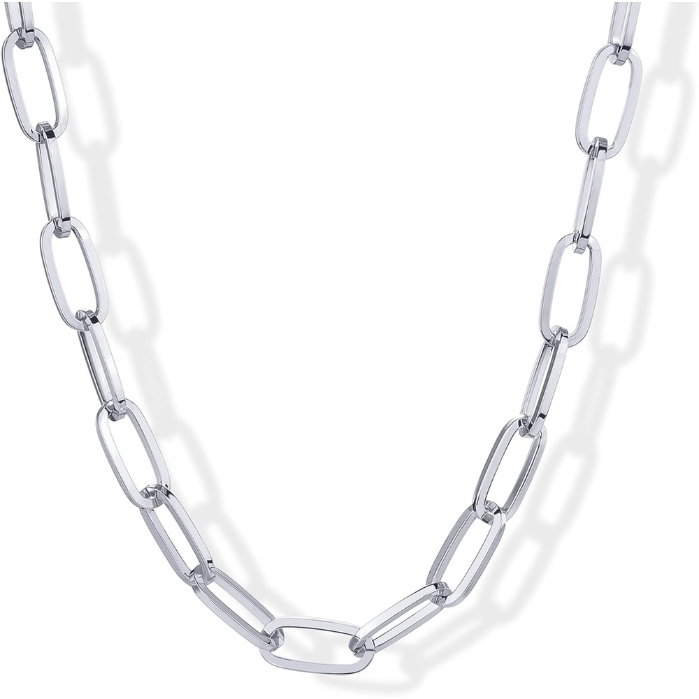 image:imagePAVOI 14K Gold Plated Chunky Chain Choker Necklaces for Women Gold Statement Graduated Link Chain Necklace Bold Oval Link Barbell Links Paperclip ChainsPaperclip