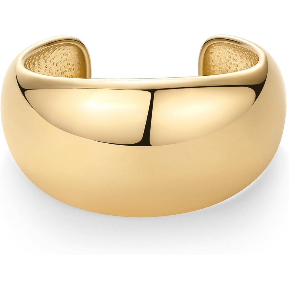 image:imagePAVOI 14K Gold Plated Chunky Cuff Bracelets for Women  Stainless Steel Statement Bangle Bracelet  Waterproof Bold Dome BanglesYellow Gold