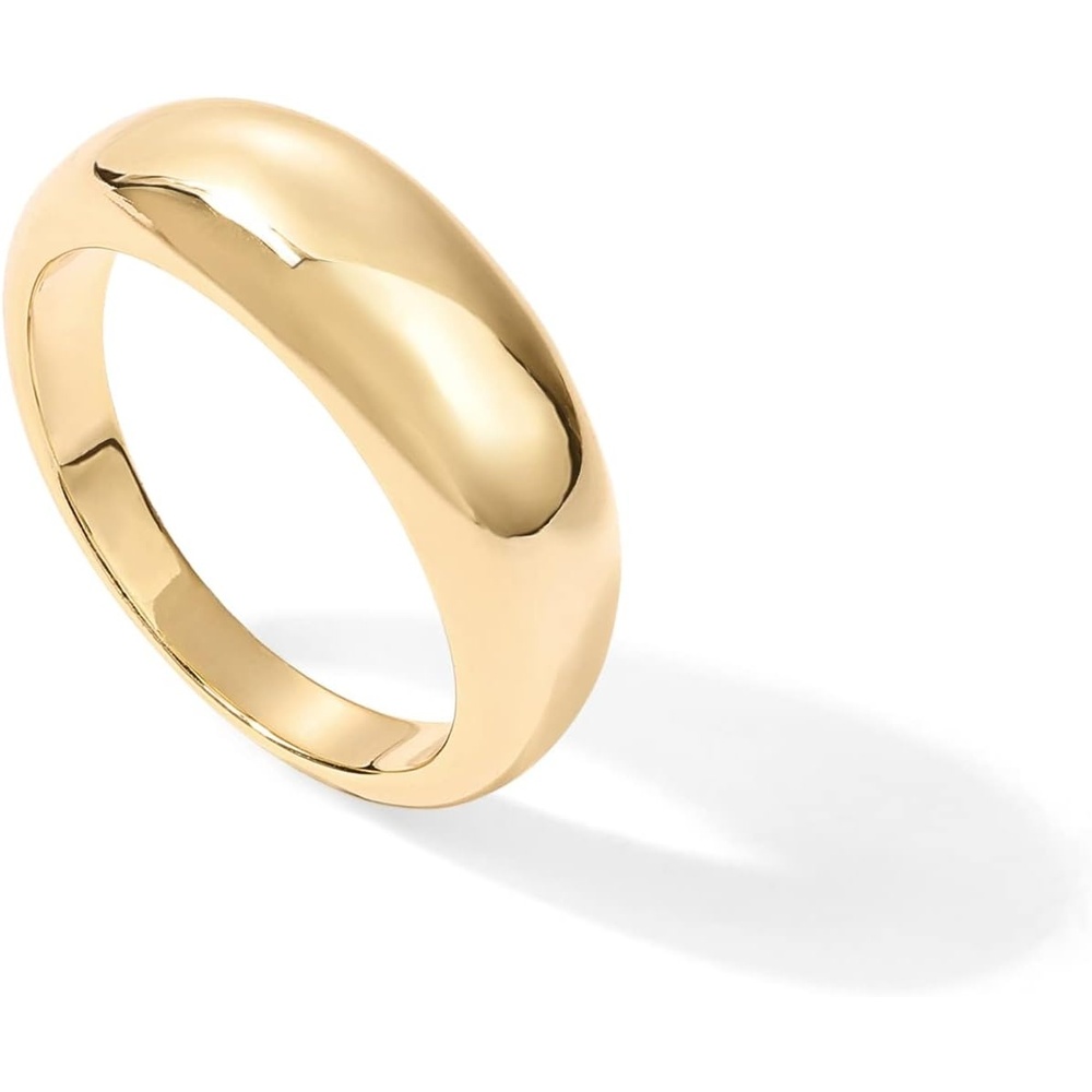 image:imagePAVOI 14K Gold Plated Chunky Dome Ring Puffy Dome Stackable Rings  Chunky Signet Ring for WomenYellow Gold