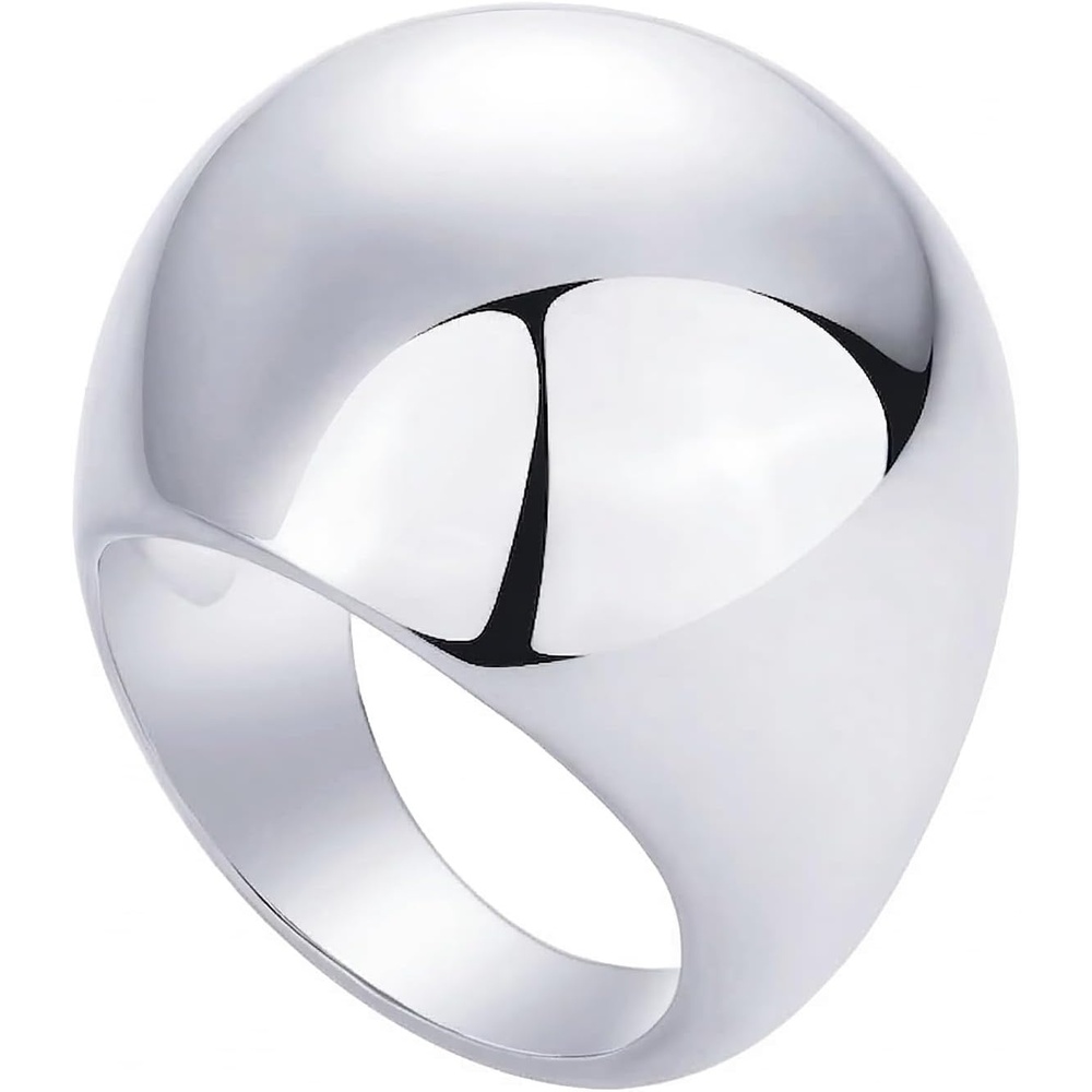 image:imagePAVOI 14K Gold Plated Chunky Domed Statement Ring for Women Lightweight Trendy Sphere Rings Statement JewelryWhite Gold
