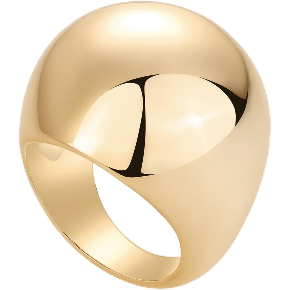 image:imagePAVOI 14K Gold Plated Chunky Domed Statement Ring for Women Lightweight Trendy Sphere Rings Statement JewelryYellow Gold