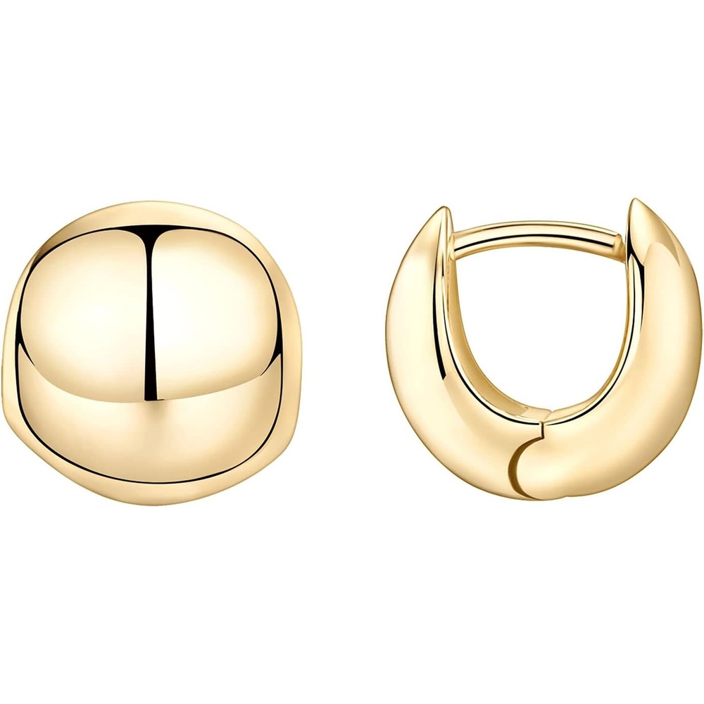 image:imagePAVOI 14K Gold Plated Chunky Huggies Earrings for Women  925 Sterling Silver Posts Small Gold Huggie Hoop Earrings  Ultra Thick Hoops Trendy JewelryYellow Gold