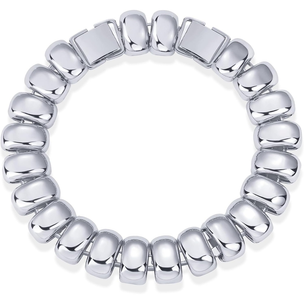 image:imagePAVOI 14K Gold Plated Chunky Ribbed Texture Bracelet for Women Gold Statement Jewelry PieceWhite Gold