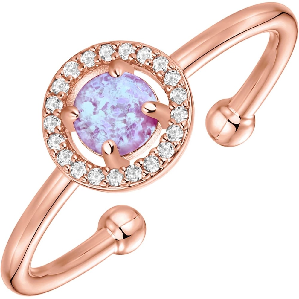 image:imagePAVOI 14K Gold Plated Created Opal Rings Stacking Rings for WomenHalo