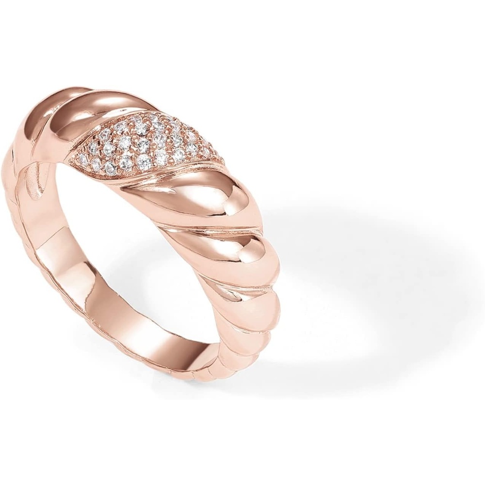 image:imagePAVOI 14K Gold Plated Croissant Dome Ring Twisted Braided Gold Plated Chunky Signet Ring for WomenRose Gold