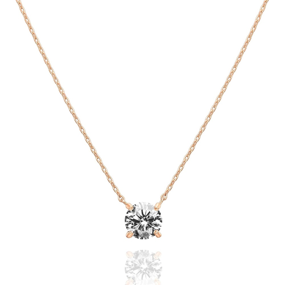 image:imagePAVOI 14K Gold Plated Crystal Solitaire 15 Carat 73mm Cubic Zirconia Dainty Choker Necklace Gold Necklaces for WomenRose Gold