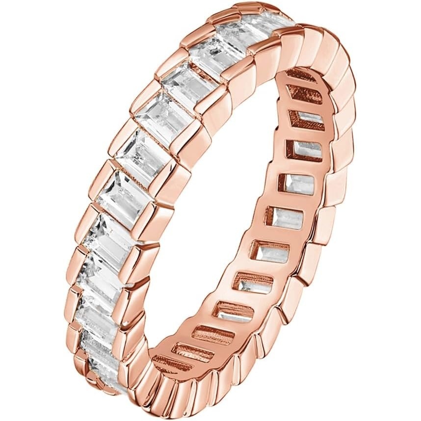image:imagePAVOI 14K Gold Plated Cubic Zirconia Baguette Cut Eternity Bands for WomenRose Gold