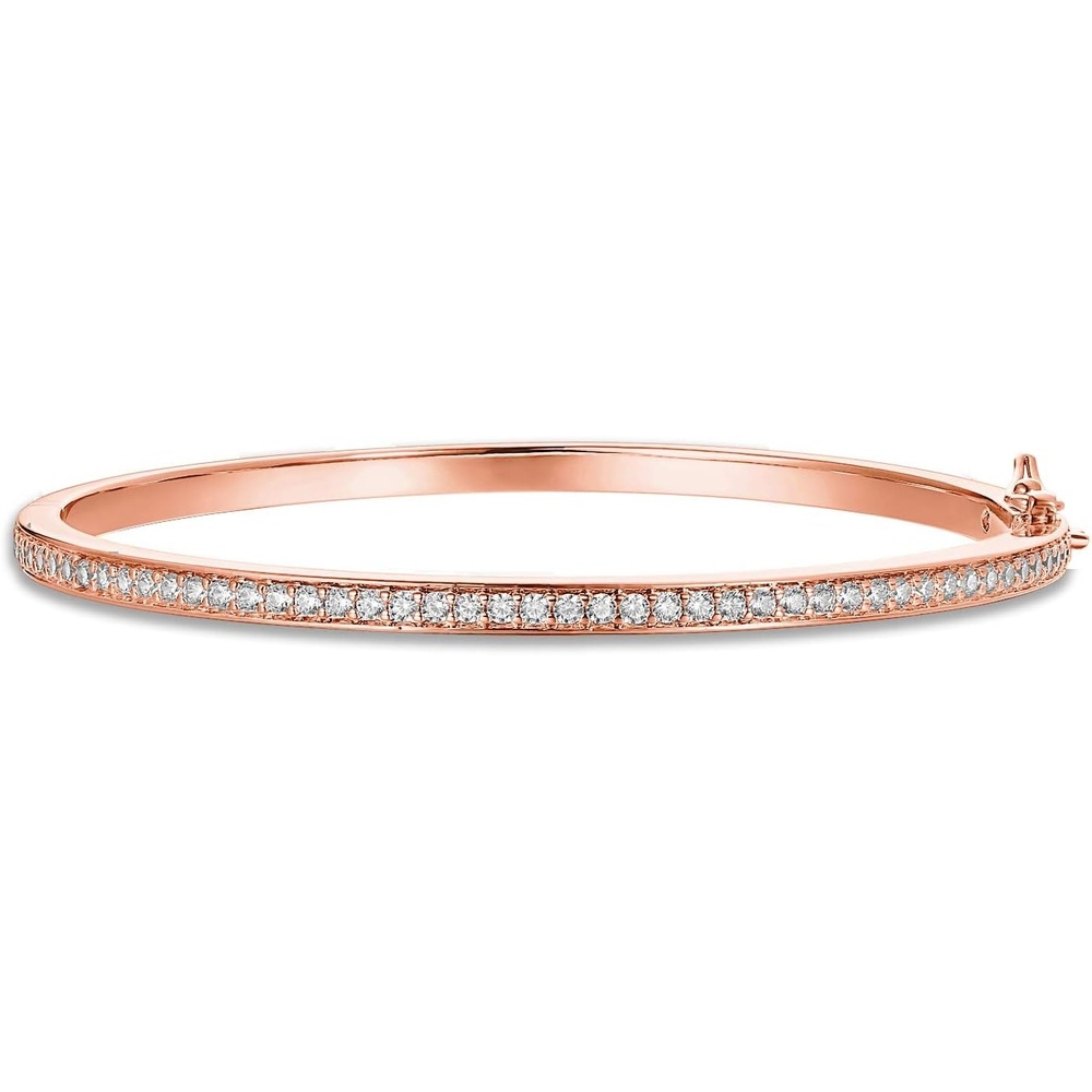 image:imagePAVOI 14K Gold Plated Cubic Zirconia Bangle Tennis Bracelets for Women Classic Love Cuff Bangle BraceletsRose Gold