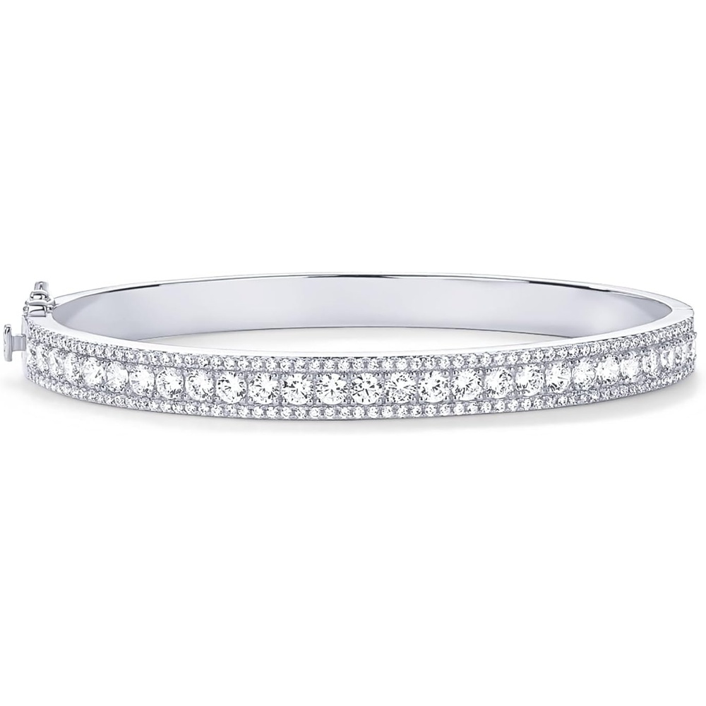 image:imagePAVOI 14K Gold Plated Cubic Zirconia Bangle Tennis Bracelets for Women Classic Love Cuff Bangle BraceletsWhite Gold