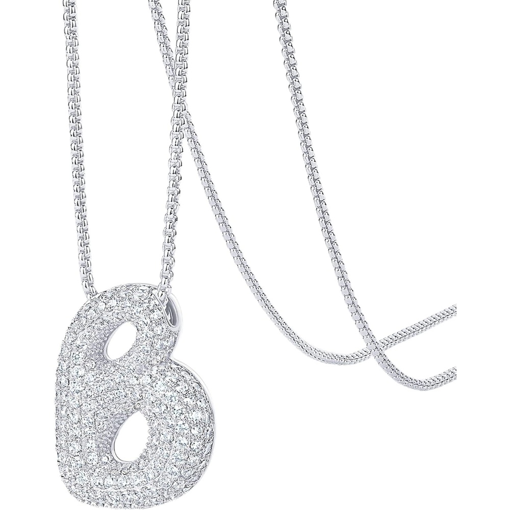 image:imagePAVOI 14K Gold Plated Cubic Zirconia Bubble Letter Initial Necklaces for Women Gold Balloon Necklace Letter Chunky Pendant NecklacesB