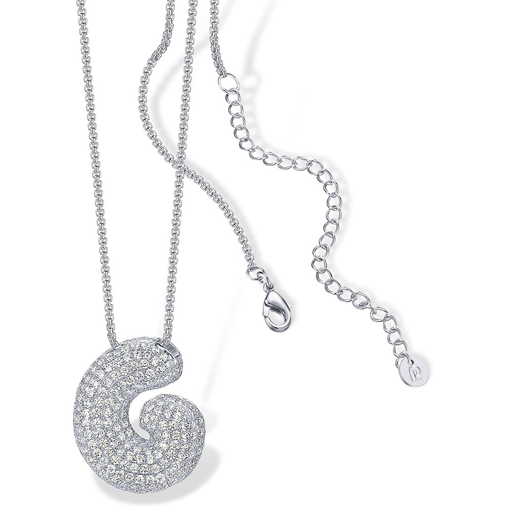 image:imagePAVOI 14K Gold Plated Cubic Zirconia Bubble Letter Initial Necklaces for Women Gold Balloon Necklace Letter Chunky Pendant NecklacesG