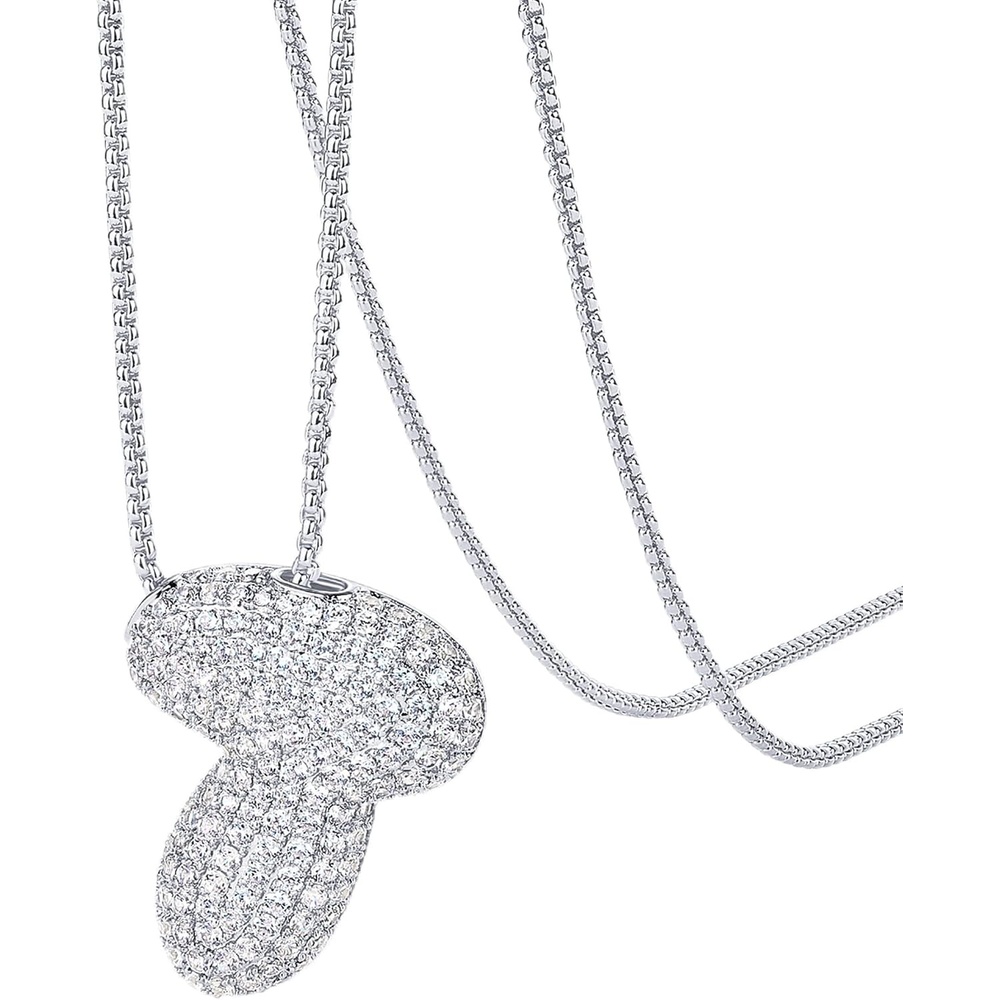 image:imagePAVOI 14K Gold Plated Cubic Zirconia Bubble Letter Initial Necklaces for Women Gold Balloon Necklace Letter Chunky Pendant NecklacesT
