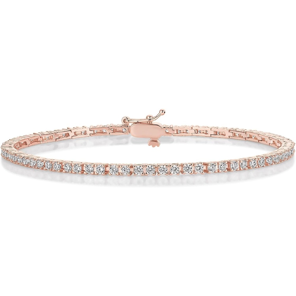 image:imagePAVOI 14K Gold Plated Cubic Zirconia Classic Tennis Bracelet Gold Bracelets for Women 2mm CZ Size 6575 InchRose Gold
