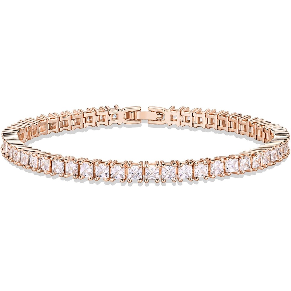 image:imagePAVOI 14K Gold Plated Cubic Zirconia Classic Tennis Bracelet  Gold Bracelets for Women  4mm CZ Size 6575 InchRose Gold