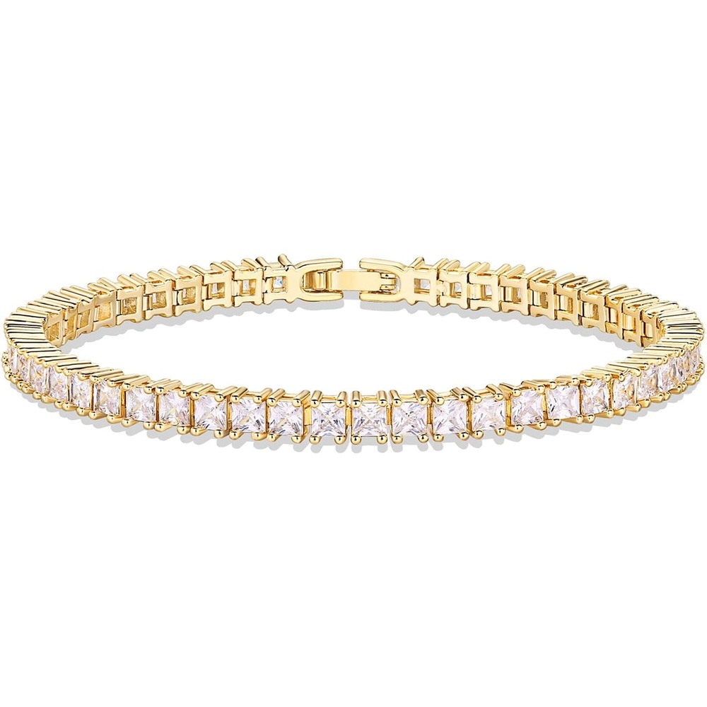 image:imagePAVOI 14K Gold Plated Cubic Zirconia Classic Tennis Bracelet  Gold Bracelets for Women  4mm CZ Size 6575 InchYellow Gold