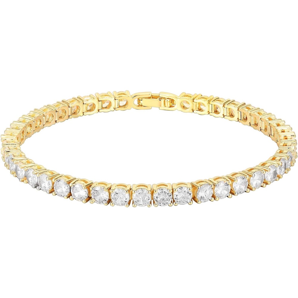 image:imagePAVOI 14K Gold Plated Cubic Zirconia Classic Tennis Bracelet Gold Bracelets for Women 4mm CZYellow Gold