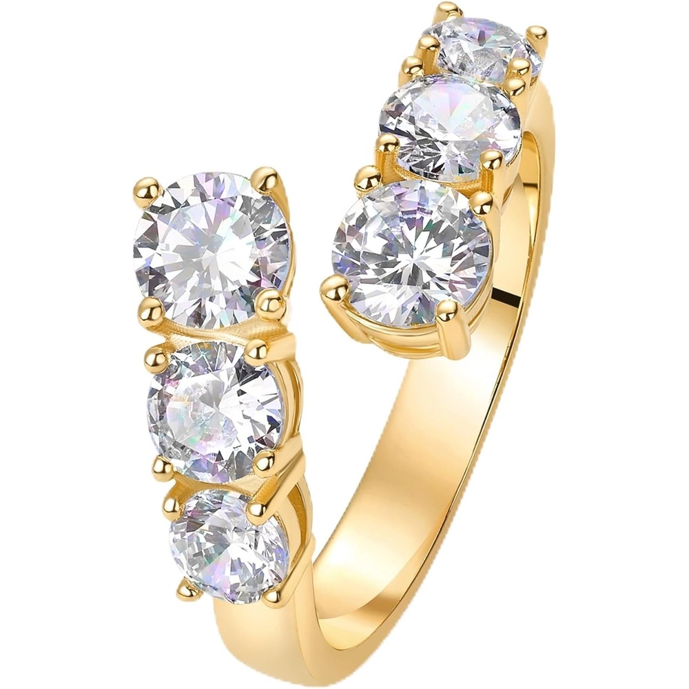image:imagePAVOI 14K Gold Plated Cubic Zirconia Crossover Chunky Eternity Ring for Women Open Twist Stackable Bands CZ Statement RingsYellow Gold