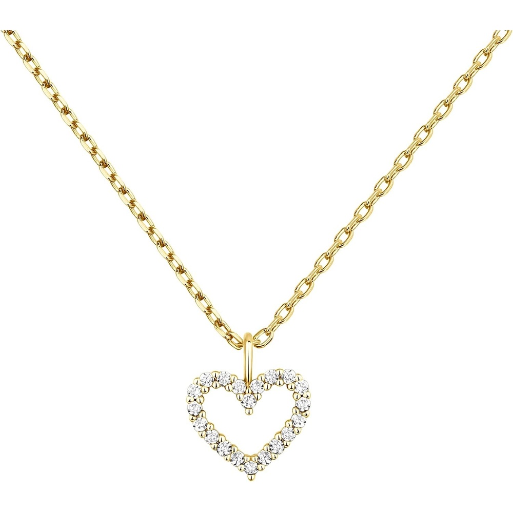image:imagePAVOI 14K Gold Plated Cubic Zirconia Heart Necklace  Cute Dainty Love Pendant Necklaces for Women  Valentines Day Trendy JewelryYellow Gold