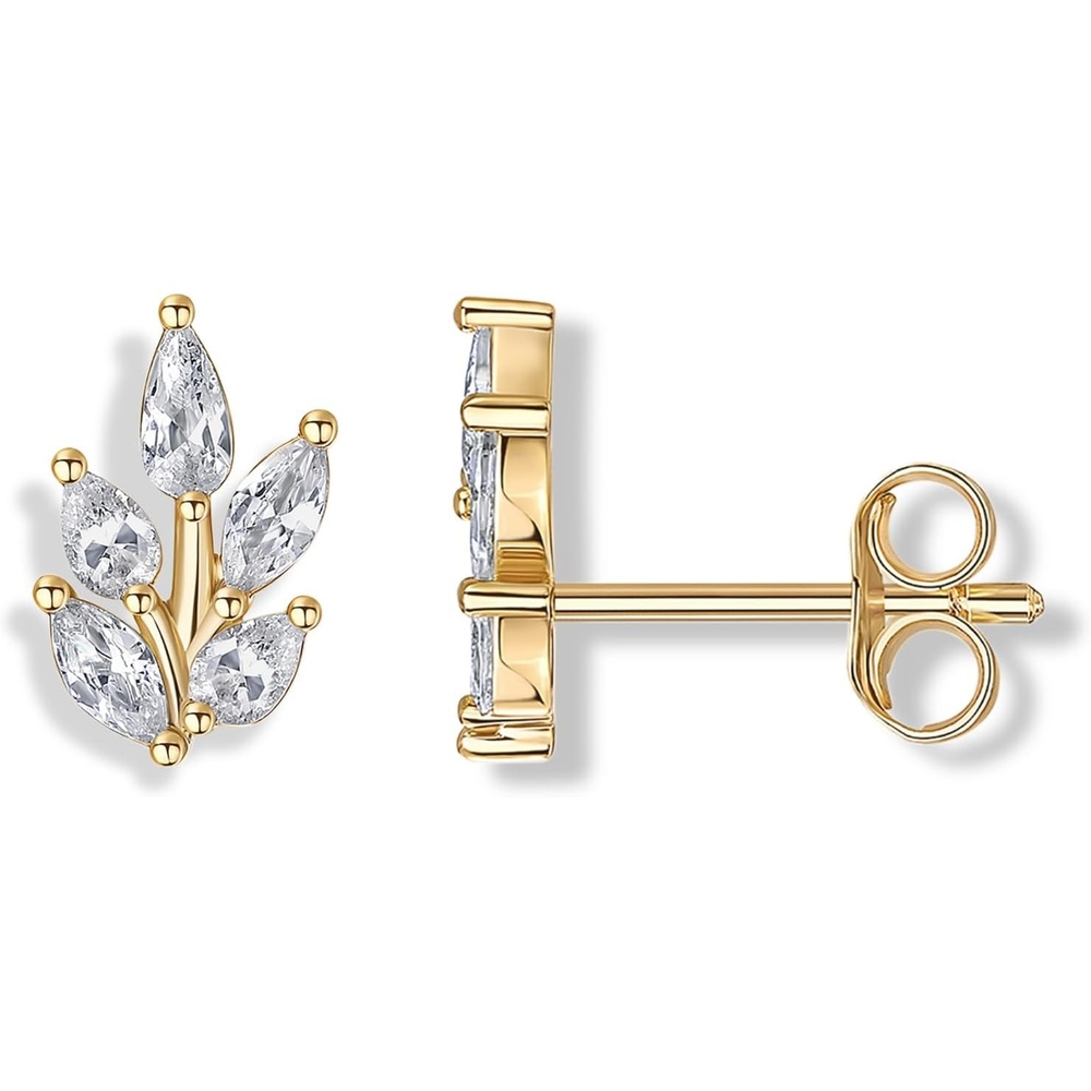 image:imagePAVOI 14K Gold Plated Cubic Zirconia Stud Earrings for Women  925 Sterling Silver Posts Statement Crystal Cluster Wedding Earrings for Brides amp Bridesmaids  Trendy CZ Pearl Studs Wedding JewelryYellow Gold