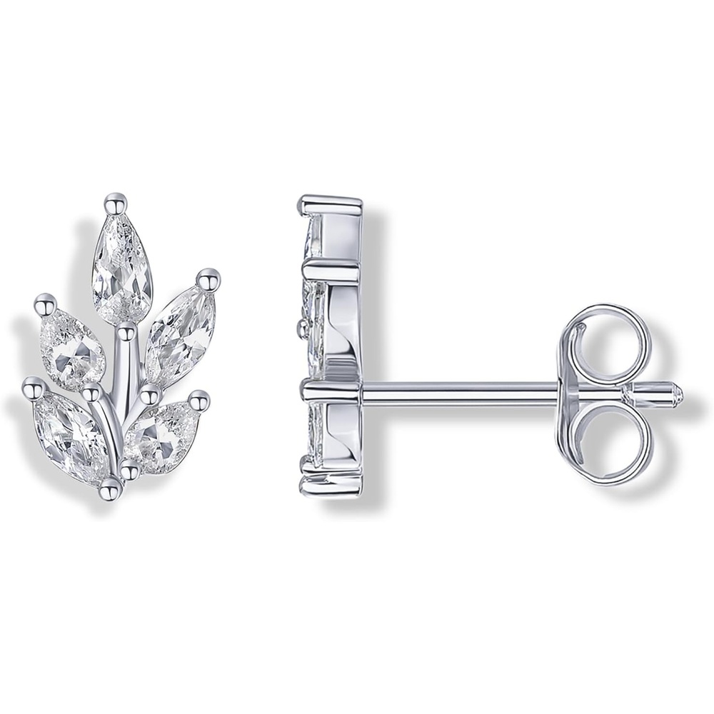 image:imagePAVOI 14K Gold Plated Cubic Zirconia Stud Earrings for Women 925 Sterling Silver Posts Statement Crystal Cluster Wedding Earrings for Brides amp Bridesmaids Trendy CZ Pearl Studs Wedding JewelryWhite Gold