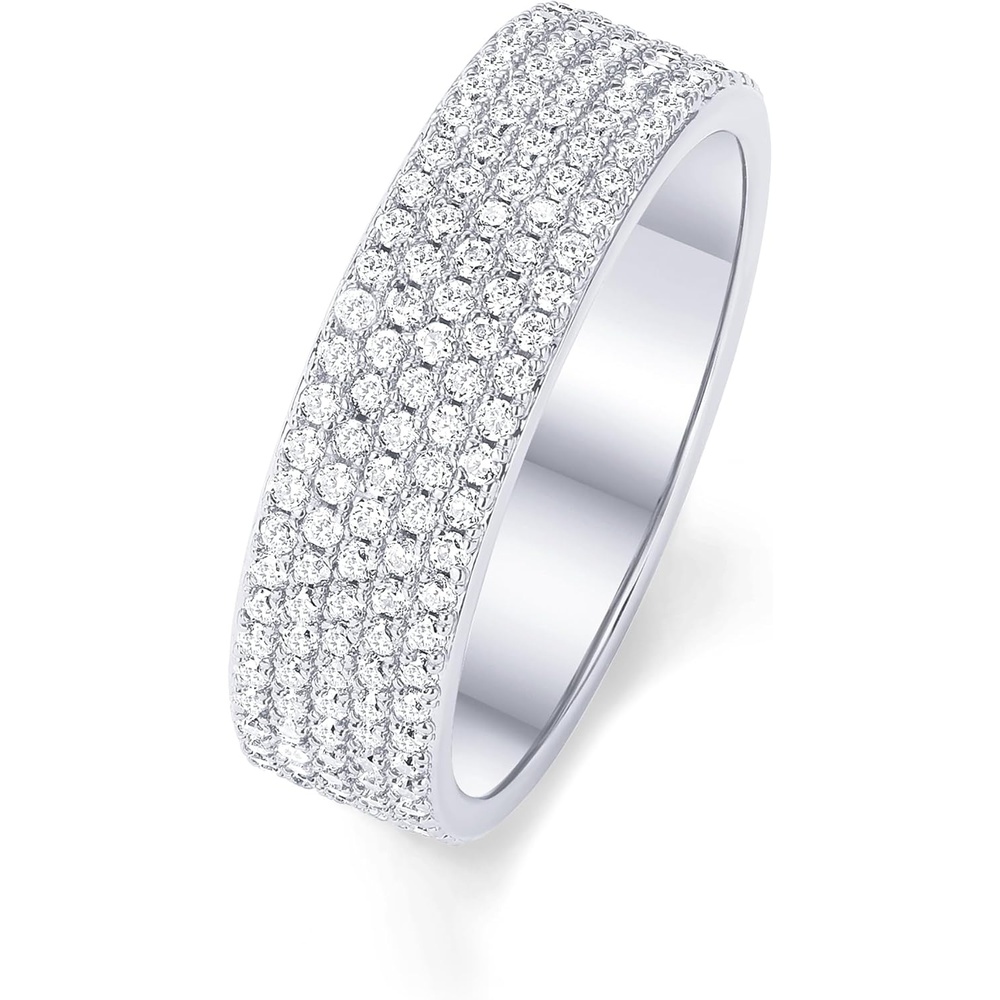 image:imagePAVOI 14K Gold Plated Cubic Zirconia Wide Eternity Statement Rings CZ Stackable Wedding Band for WomenWhite Gold