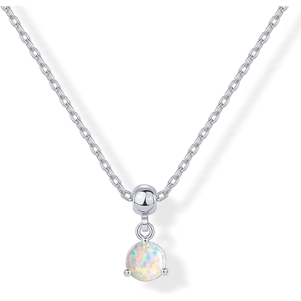 image:imagePAVOI 14K Gold Plated Dainty Birthstone Necklaces with Charms Adjustable Chain Gold Charm Birthstone Necklace for Women Cubic Zirconia Birth Stone Removable Pendants Cute Jewelry GiftsWhite Gold