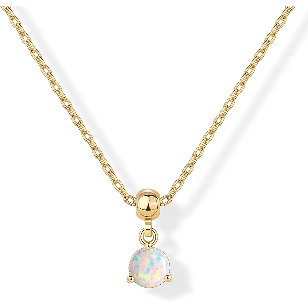 image:imagePAVOI 14K Gold Plated Dainty Birthstone Necklaces with Charms  Adjustable Chain Gold Charm Birthstone Necklace for Women  Cubic Zirconia Birth Stone Removable Pendants  Cute Jewelry GiftsYellow Gold