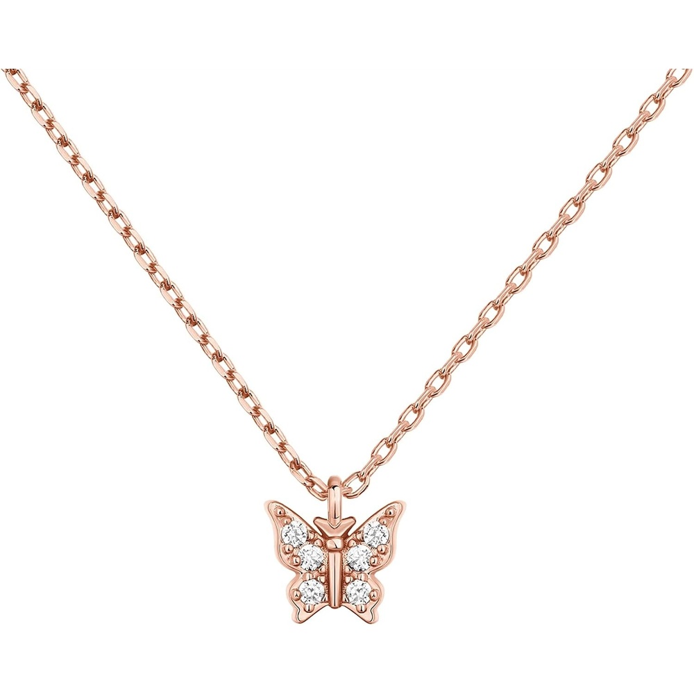 image:imagePAVOI 14K Gold Plated Dainty Cubic Zirconia Pendant Necklace for Women Dot Elephant Butterfly Pineapple Lock Knot Palm Tree Bow Smiley Pendant Layering Chain NecklacesRose Gold