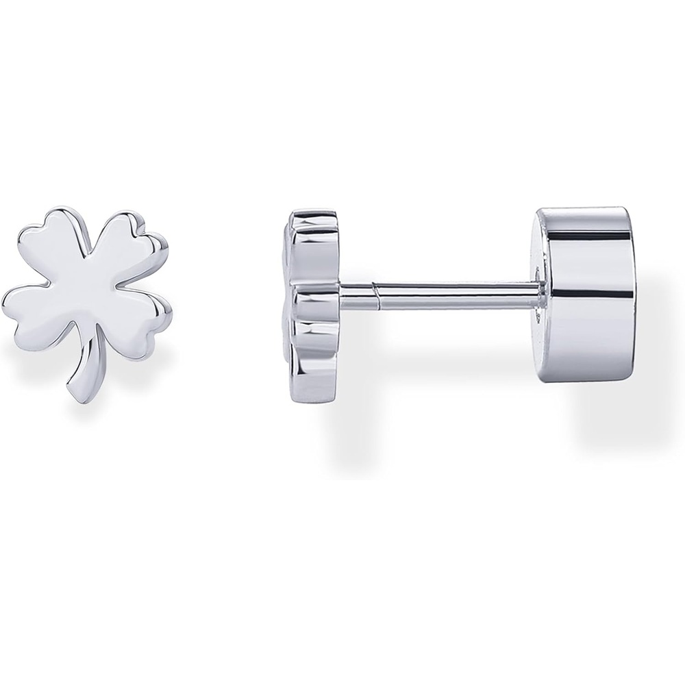 image:imagePAVOI 14K Gold Plated Dainty Flat Back Earrings for Women Hypoallergenic Sterling Silver Posts Helix Cartilage Piercing Jewelry Emoji Motif Bow Celestial Flatback Gold Stud Earrings Screw BackClover