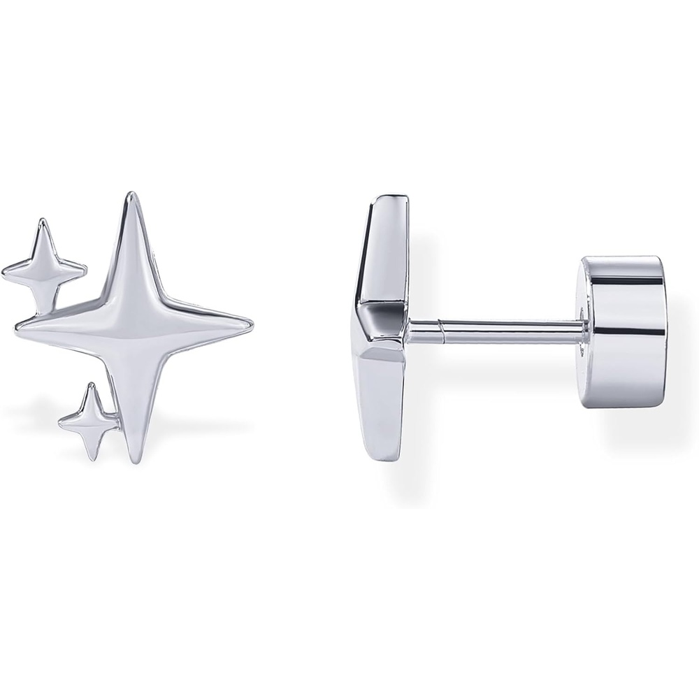 image:imagePAVOI 14K Gold Plated Dainty Flat Back Earrings for Women Hypoallergenic Sterling Silver Posts Helix Cartilage Piercing Jewelry Emoji Motif Bow Celestial Flatback Gold Stud Earrings Screw BackSparkle