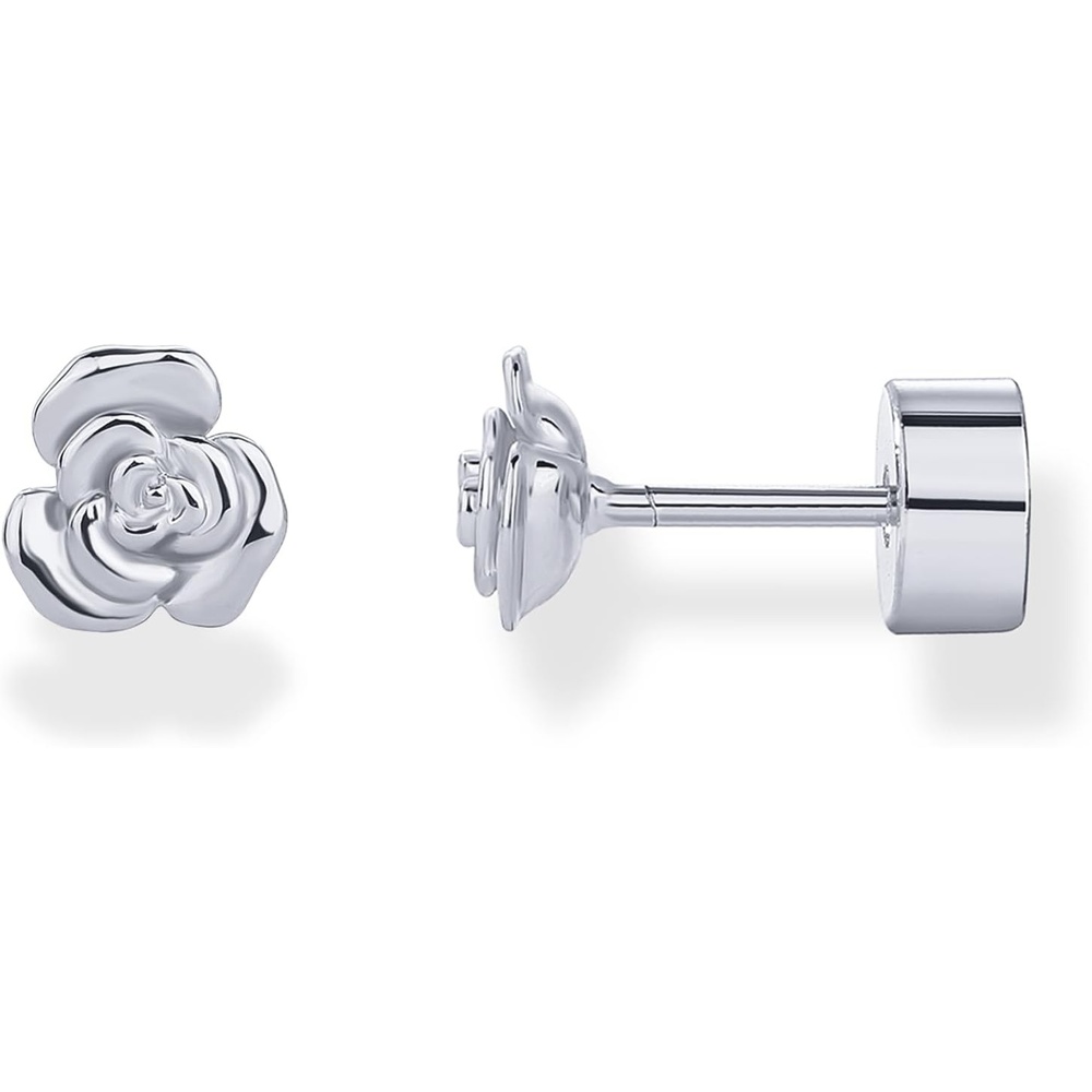 image:imagePAVOI 14K Gold Plated Dainty Flat Back Earrings for Women Hypoallergenic Sterling Silver Posts Helix Cartilage Piercing Jewelry Emoji Motif Bow Celestial Flatback Gold Stud Earrings Screw BackRose
