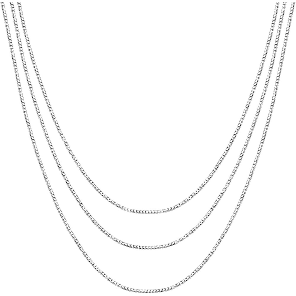 image:imagePAVOI 14K Gold Plated Dainty Layering Necklaces for Women Snake Chain Curb Link Paperclip Layered Chains Trendy Layering NecklaceWhite Gold