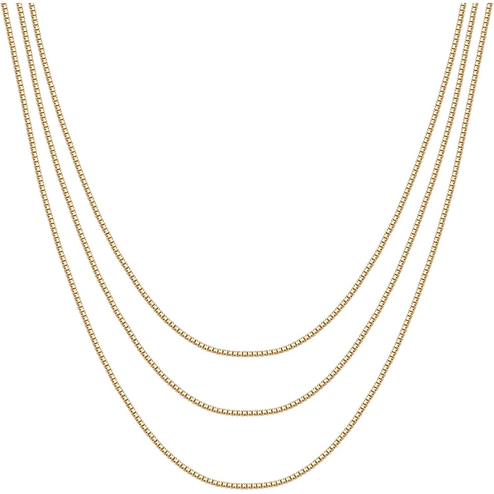 image:imagePAVOI 14K Gold Plated Dainty Layering Necklaces for Women Snake Chain Curb Link Paperclip Layered Chains Trendy Layering NecklaceYellow Gold