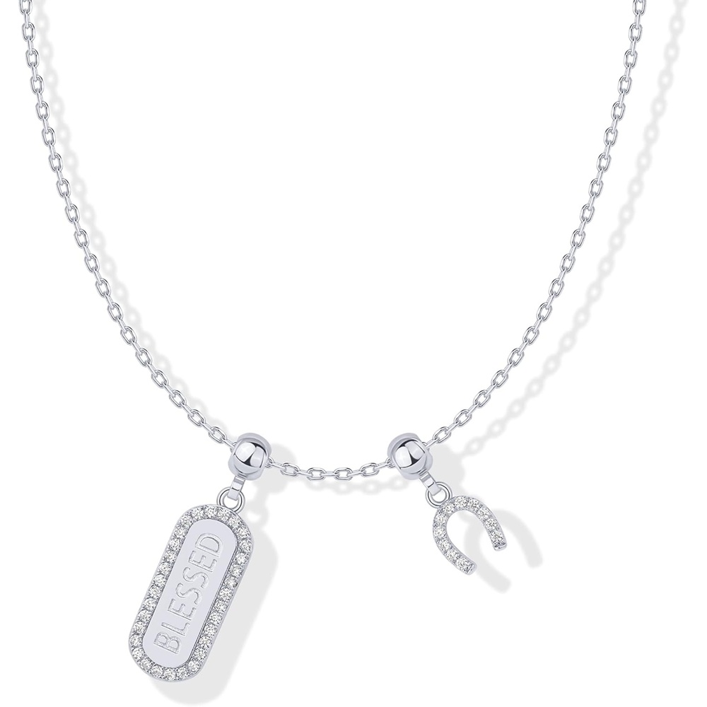 image:imagePAVOI 14K Gold Plated Dainty Necklace with Charms Set Hypoallergenic Adjustable Chain Gold Charm Necklace for Women Small Motif amp Mantra 2 and 3Pack Removable Pendants Cute Jewelry GiftsWhite Gold