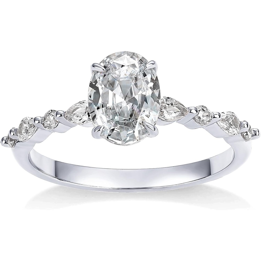 image:imagePAVOI 14K Gold Plated Engagement Ring for Women Cubic Zirconia Wedding Band for Women Oval Womens Engagement RingWhite Gold