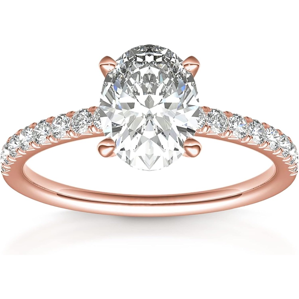image:imagePAVOI 14K Gold Plated Engagement Rings for Women  Promise Wedding Band  150CT  3CT Cushion Cut Round Oval Cubic Zirconia Engagement RingRose Gold