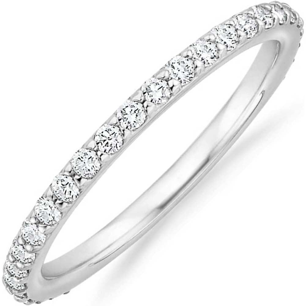 image:imagePAVOI 14K Gold Plated Eternity Ring Stackable Cubic Zirconia Gold Band Ring Dainty DiamondInspired Womens Wedding JewelryWhite Gold