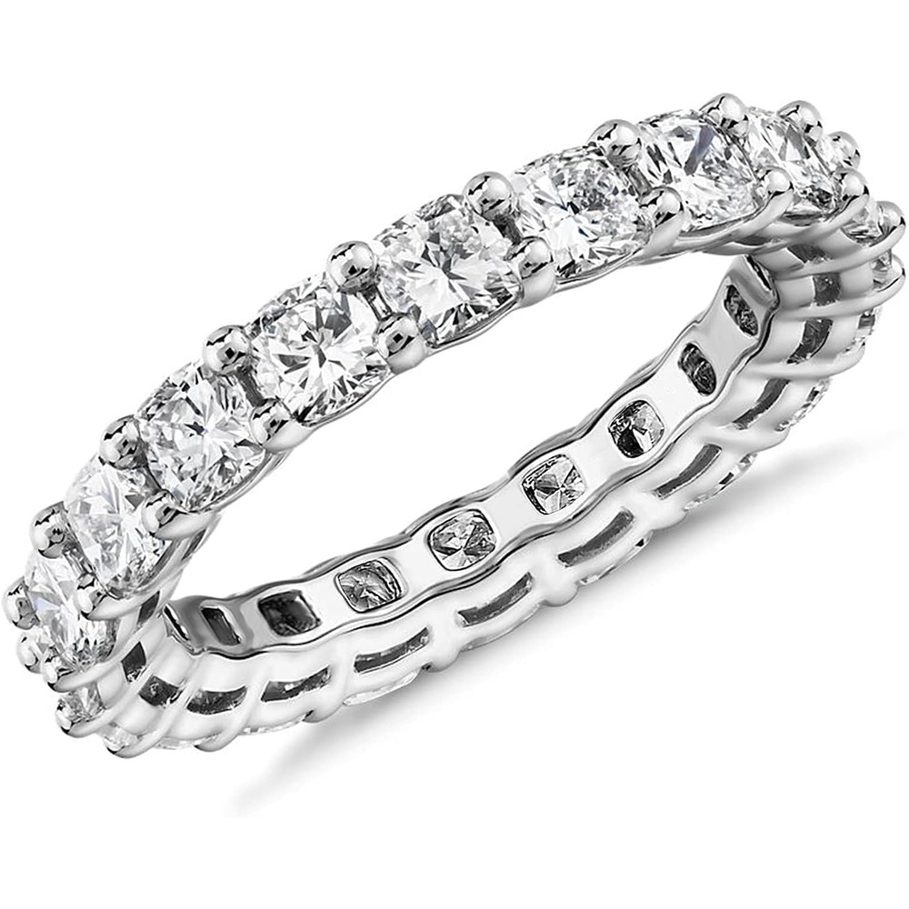 image:imagePAVOI 14K Gold Plated Eternity Ring for Women  SquareCut Cubic Zirconia Rings  Stackable Love Wedding BandWhite Gold
