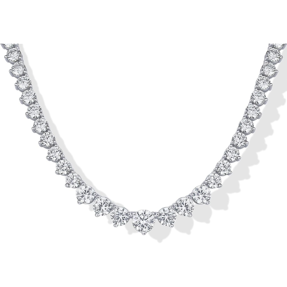 image:imagePAVOI 14K Gold Plated Graduated Tennis Necklaces for Women  Cubic Zirconia Tennis Necklace for Brides amp Bridesmaids  Simulated Diamond Chain Trendy Wedding JewelryWhite Gold