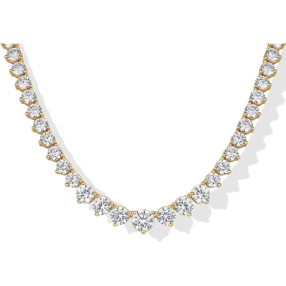 image:imagePAVOI 14K Gold Plated Graduated Tennis Necklaces for Women Cubic Zirconia Tennis Necklace for Brides amp Bridesmaids Simulated Diamond Chain Trendy Wedding JewelryYellow Gold