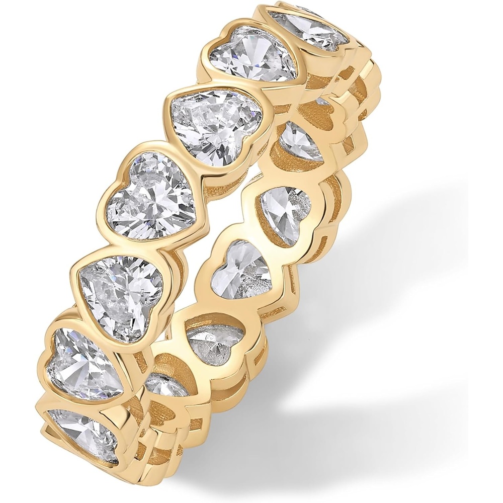 image:imagePAVOI 14K Gold Plated Heart Ring for Women  HeartShaped Cubic Zirconia Eternity Rings for Women  Stackable Wedding Band for Brides  Cute Valentines Day Love Promise Jewelry GiftsYellow Gold