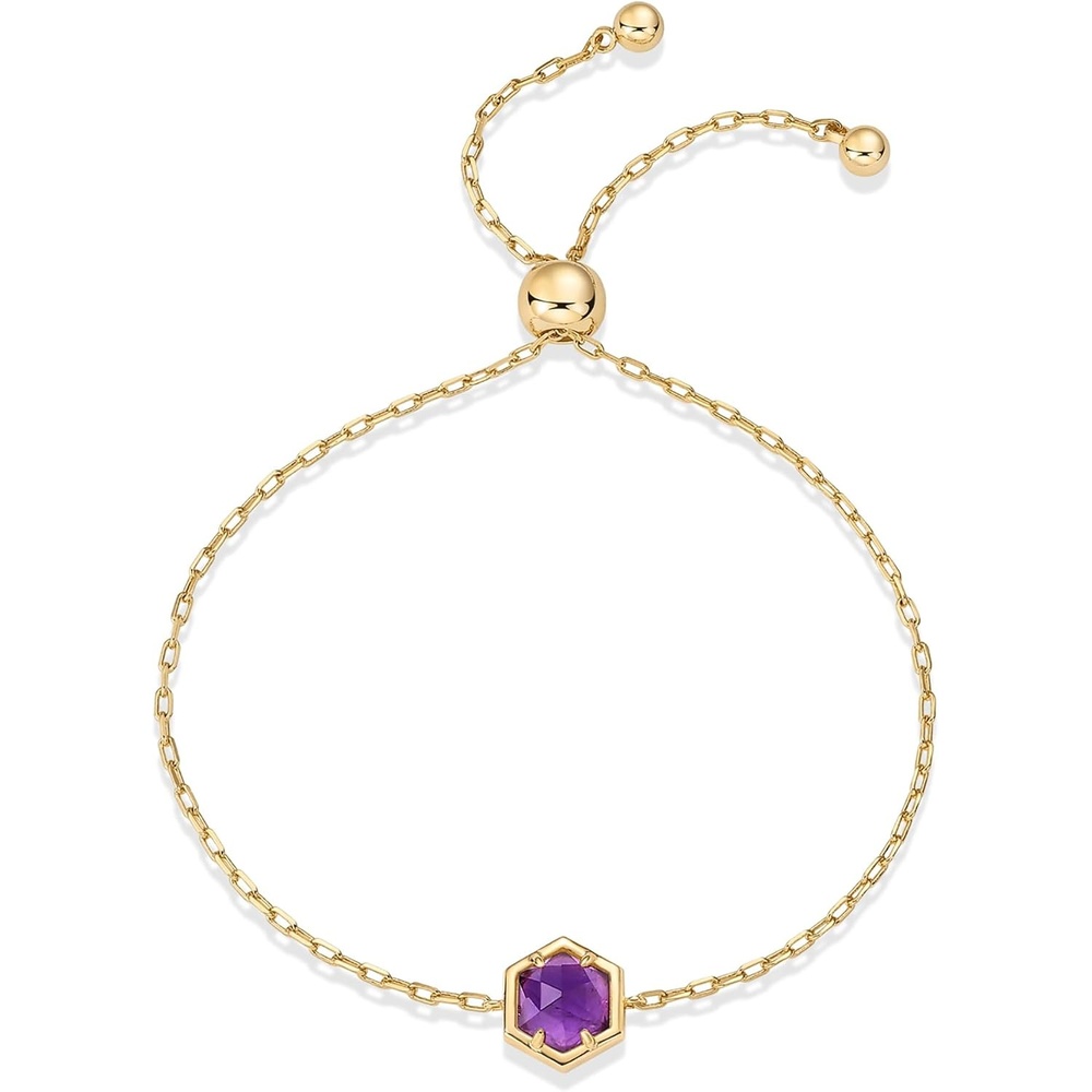 image:imagePAVOI 14K Gold Plated Hexagon Gemstone Bracelet for Women Natural Birthstone BraceletYellow Gold