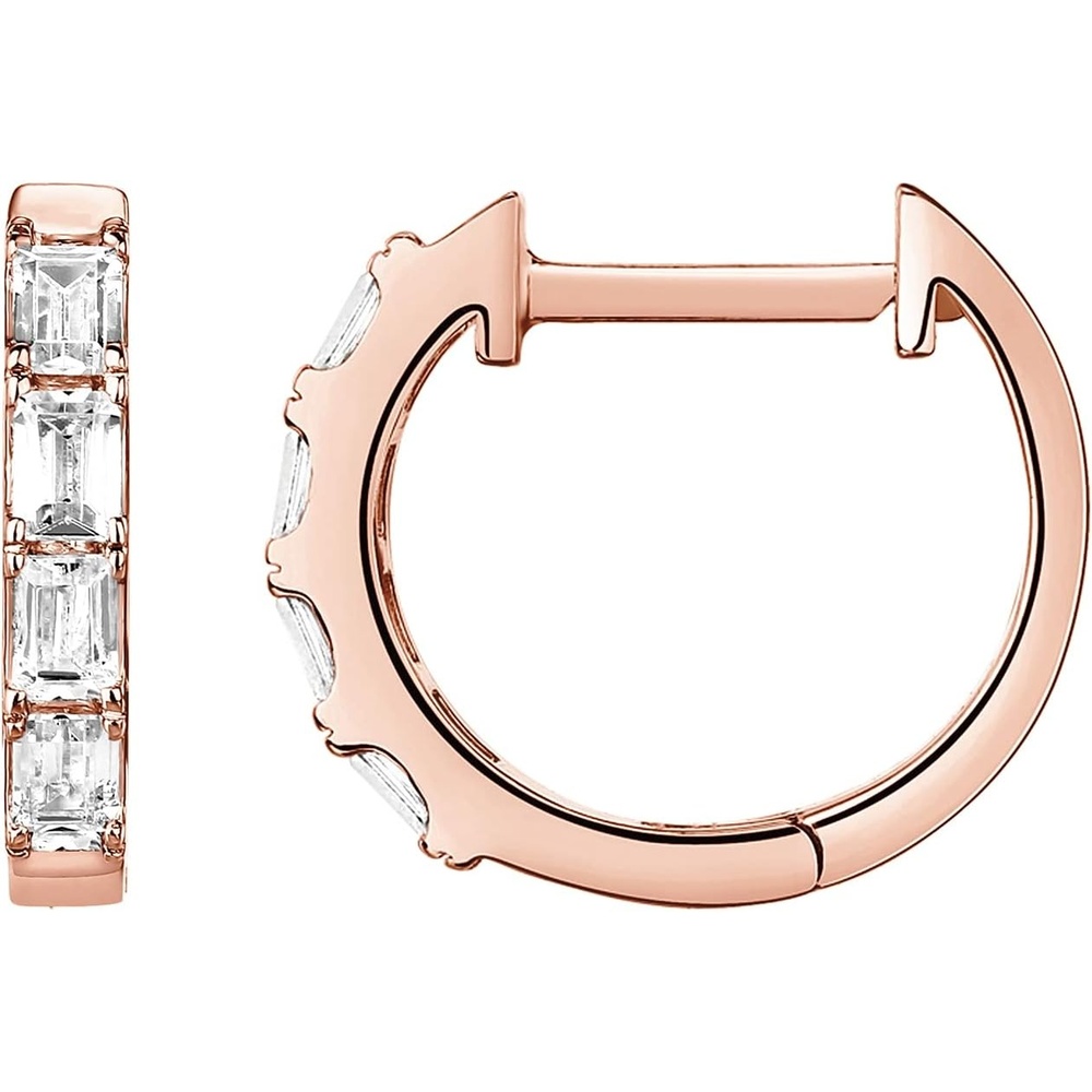 image:imagePAVOI 14K Gold Plated Huggie Earrings for Women Gold Earrings Hoops with Heart Shaped Cubic Zirconia Hypoallergenic Cartilage Trendy Fashion Huggie Hoop Dainty Romantic Everyday JewelryRose Gold