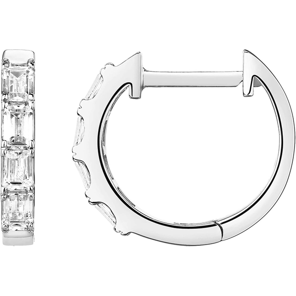image:imagePAVOI 14K Gold Plated Huggie Earrings for Women Gold Earrings Hoops with Heart Shaped Cubic Zirconia Hypoallergenic Cartilage Trendy Fashion Huggie Hoop Dainty Romantic Everyday JewelryWhite Gold