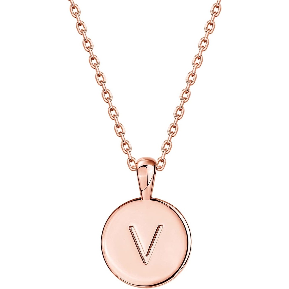 image:imagePAVOI 14K Gold Plated Initial Letter Pendant Necklace for Women  Gold Alphabetical Initial Necklace V