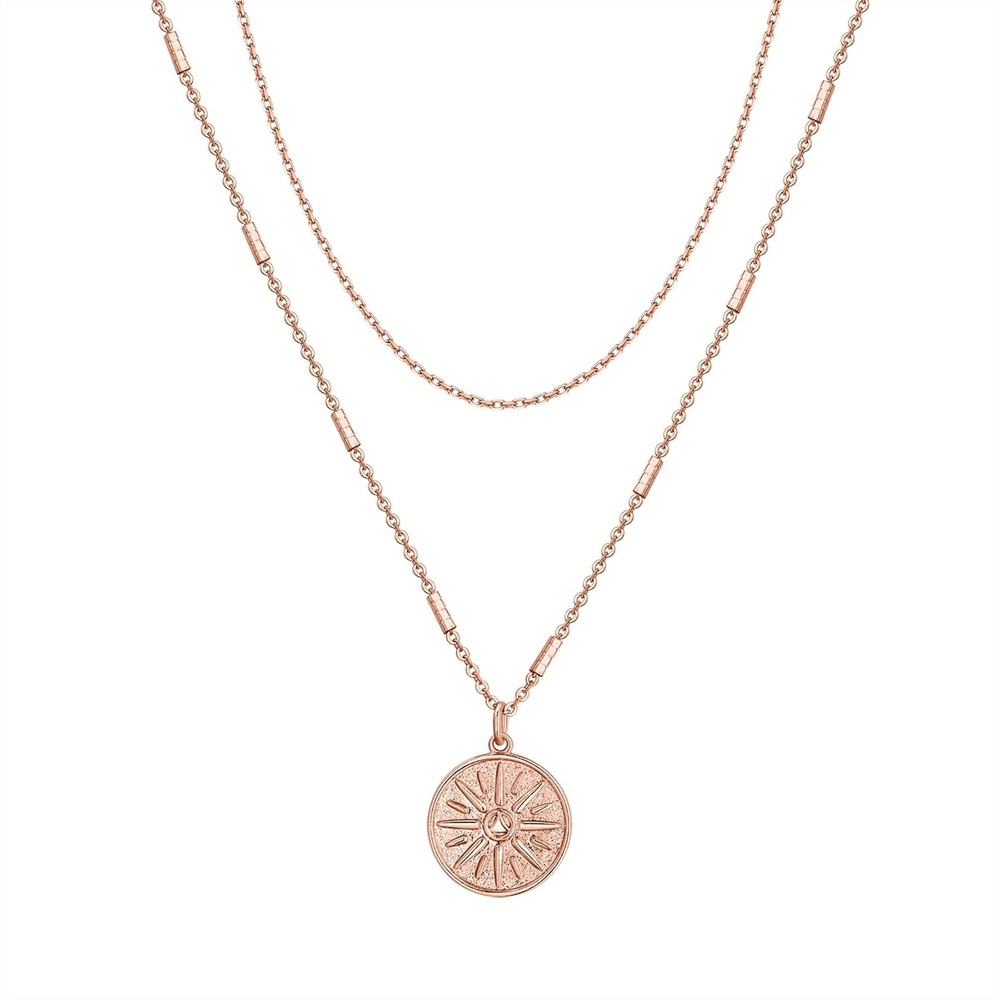 image:imagePAVOI 14K Gold Plated Layering Necklaces  Stylish Minimalist Design Pendant Necklaces  Bar Circle Lotus Disc Dog Tag Horizontal Bar Pendants for WomenRose Gold
